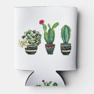 cactus, succulent, watercolor, fiesta, mexican, can cooler