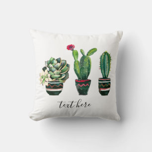 cactus, succulent, watercolor, fiesta, mexican, cushion