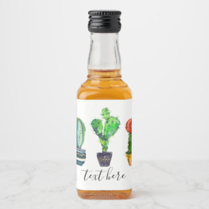 cactus, succulent, watercolor, fiesta, mexican, liquor bottle label