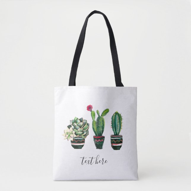cactus, succulent, watercolor, fiesta, mexican, tote bag (Front)