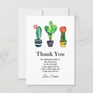 cactus, succulent, watercolor, fiesta, thank you invitation