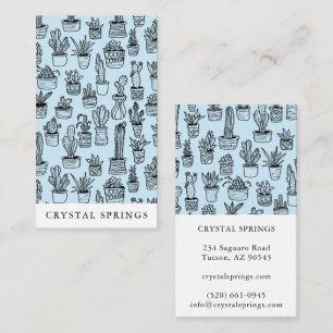 Cactus Succulents Botanical Plants Doodle Cute Business Card
