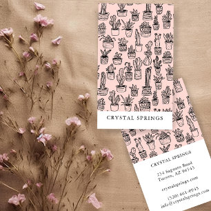 Cactus Succulents Botanical Plants Doodle Cute Business Card