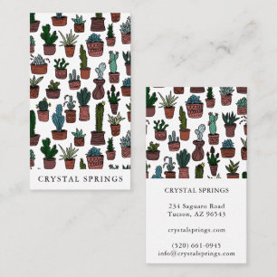 Cactus Succulents Botanical Plants Doodle Cute  Business Card