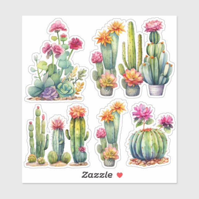 Cactus Succulents Botanical Watercolor Painting  (Sheet)