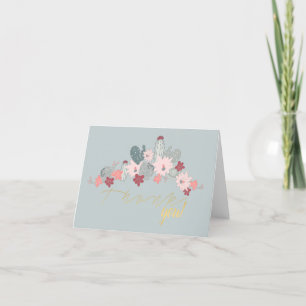 Cactus Succulents Desert Plants Pink Green  Thank You Card