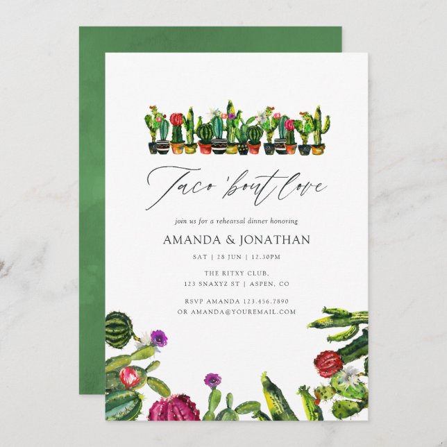 Cactus Succulents Fiesta Rehearsal Dinner Invitation (Front/Back)