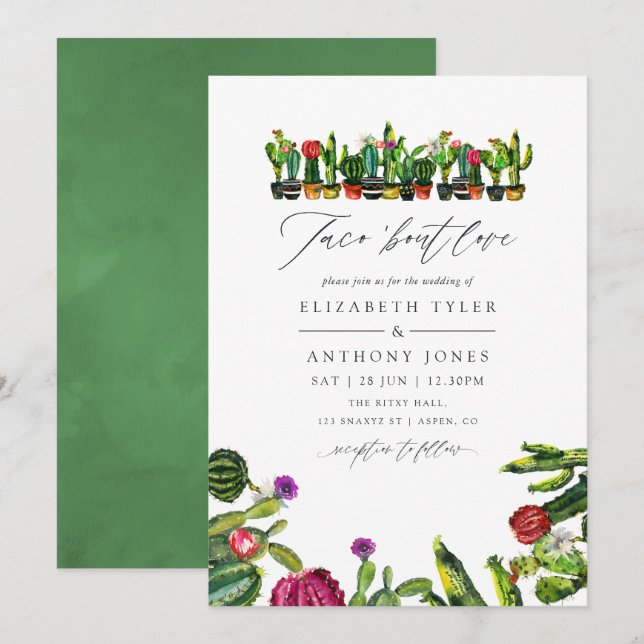 Cactus Succulents Fiesta Wedding Invitation (Front/Back)