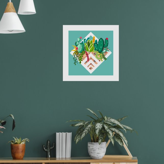 Cactus & Succulents Garden Geometric Terrarium  Poster (Living Room 1)