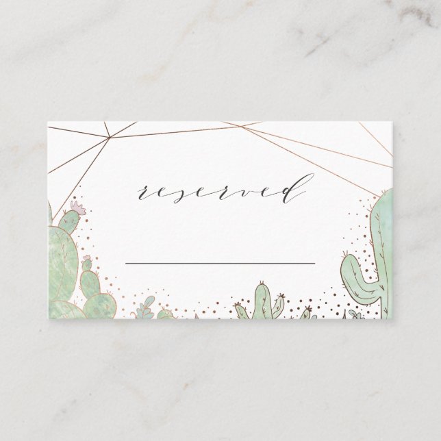 Cactus & Succulents Geo Reserved Seating Wedding Place Card (Front)