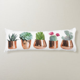 Cactus & Succulents in Rose Gold Pots Body Cushion