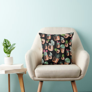 Cactus & Succulents in Rose Gold Pots  Cushion