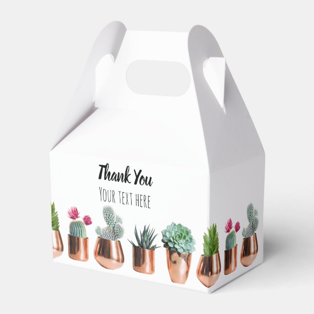 Cactus & Succulents in Rose Gold Pots Favour Box (Front Side)