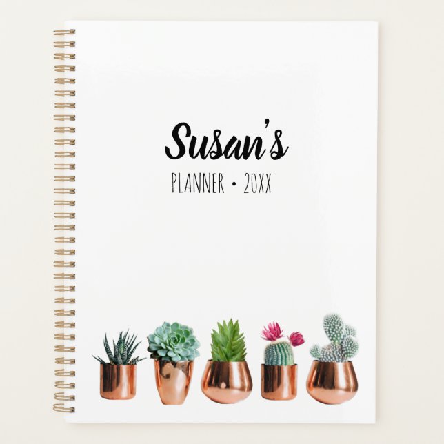 Cactus & Succulents in Rose Gold Pots Planner (Front)