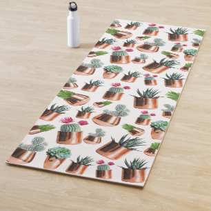 Cactus & Succulents in Rose Gold Pots  Yoga Mat