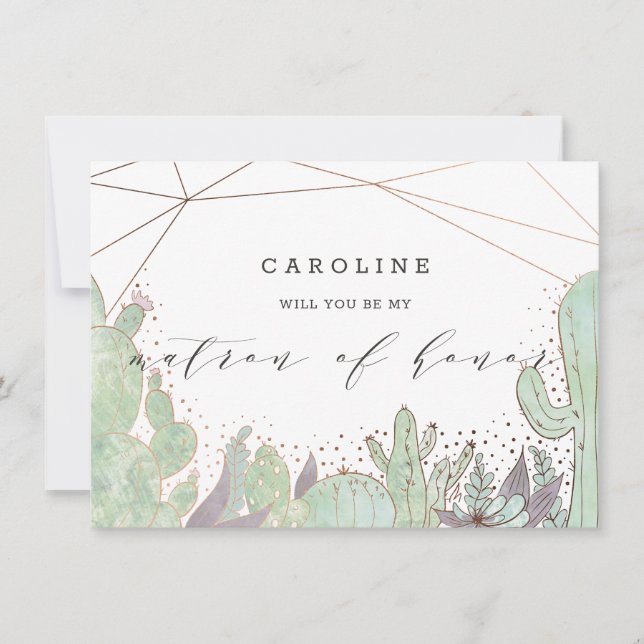 Cactus & Succulents Matron of Honour Proposal Card (Front)