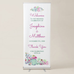 Cactus Succulents Personalised Wedding Retractable Banner