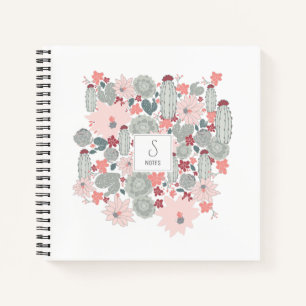 Cactus Succulents Pink Green Pattern Personalised Notebook
