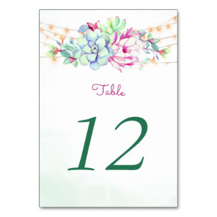 Cactus Succulents String Light Table Number Cards