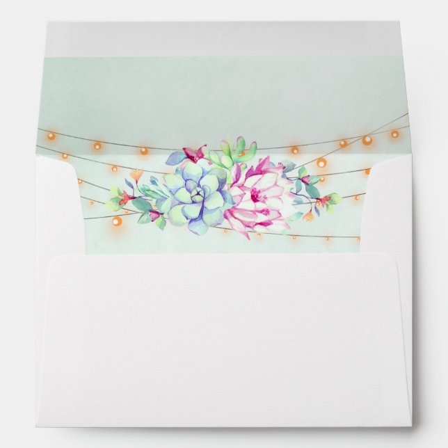 Cactus Succulents String Lights Envelope (Back (Bottom))