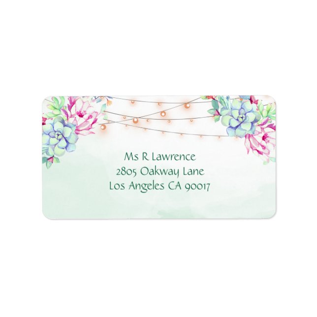 Cactus Succulents String Lights Floral Label (Front)