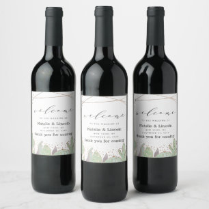 Cactus & Succulents Terrarium Wedding Welcome Wine Label