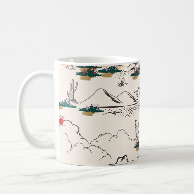 Cactus Succulents: Vintage Desert Floral. Coffee Mug (Left)