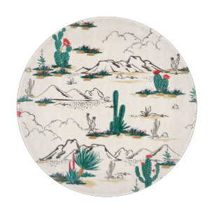 Cactus Succulents: Vintage Desert Floral. Cutting Board