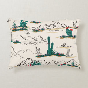 Cactus Succulents: Vintage Desert Floral. Decorative Cushion