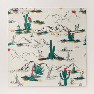 Cactus Succulents: Vintage Desert Floral. Jigsaw Puzzle