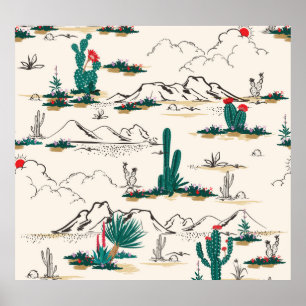Cactus Succulents: Vintage Desert Floral. Poster