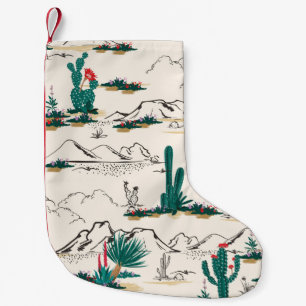 Cactus Succulents: Vintage Desert Floral. Small Christmas Stocking