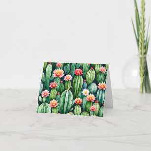 cactus succulents watercolor Folded blank Thank You Card