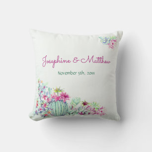 Cactus & Succulents Watercolor Wedding Cushion