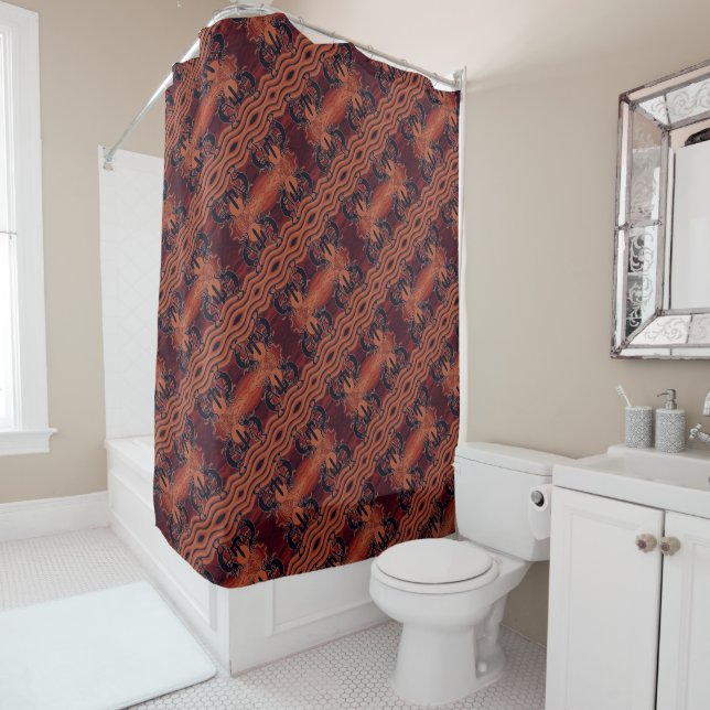 Cactus Sunset Desert Kokopelli Southwest Pattern Shower Curtain (In Situ)