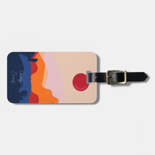 Cactus sunset design personalised luggage tag (Front Horizontal)
