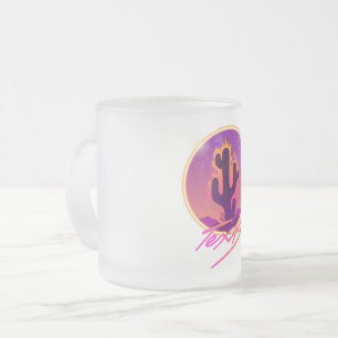 CACTUS SUNSET NEON  FROSTED GLASS COFFEE MUG
