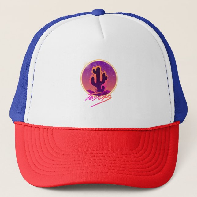 CACTUS SUNSET NEON  TRUCKER HAT (Front)
