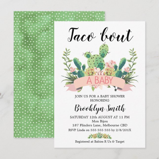 Cactus Taco 'bout A Baby Shower Invitation (Front/Back)