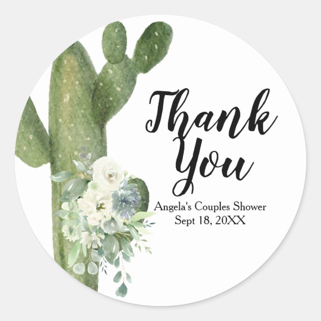 Cactus Taco bout Love Couples shower Napkin Classic Round Sticker (Front)