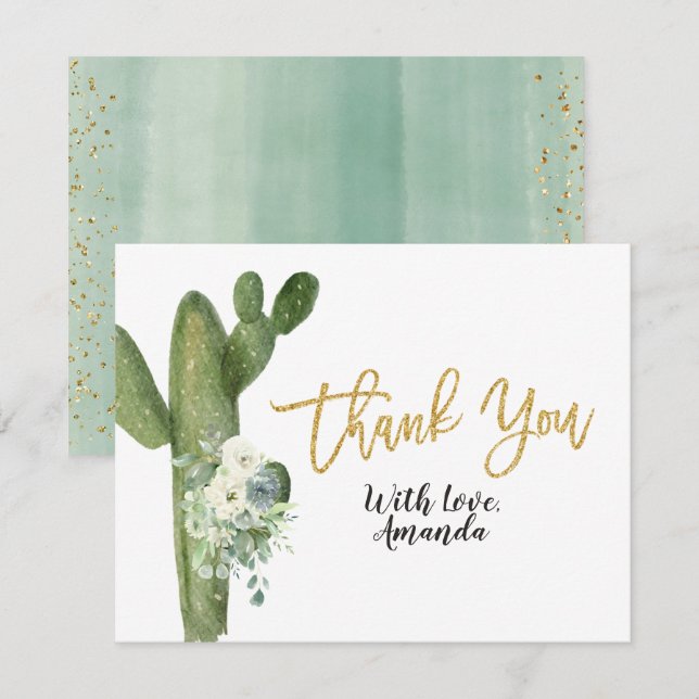 Cactus Taco 'bout Love Couples Thank You Card (Front/Back)
