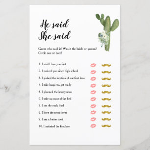 Cactus Taco 'bout Love He said She said Game