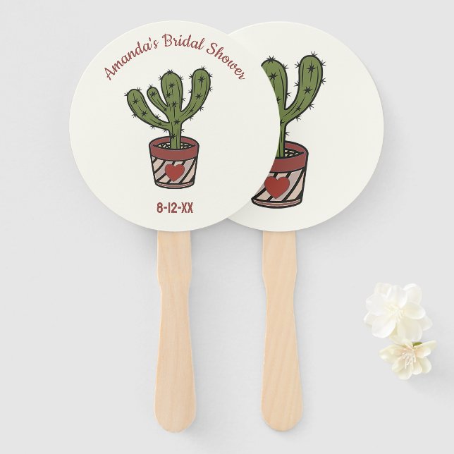 Cactus Theme Bridal Shower Personalised  Hand Fan (Front and Back)