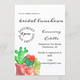 Cactus Themed Bridal Shower Invitation