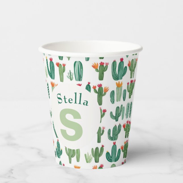 Cactus themed Southwest Charm Paper Cup (Front)