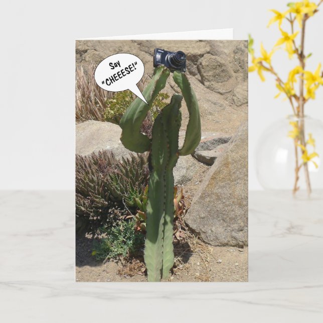 Cactus Tourist, Say CHEEESE - card (Yellow Flower)