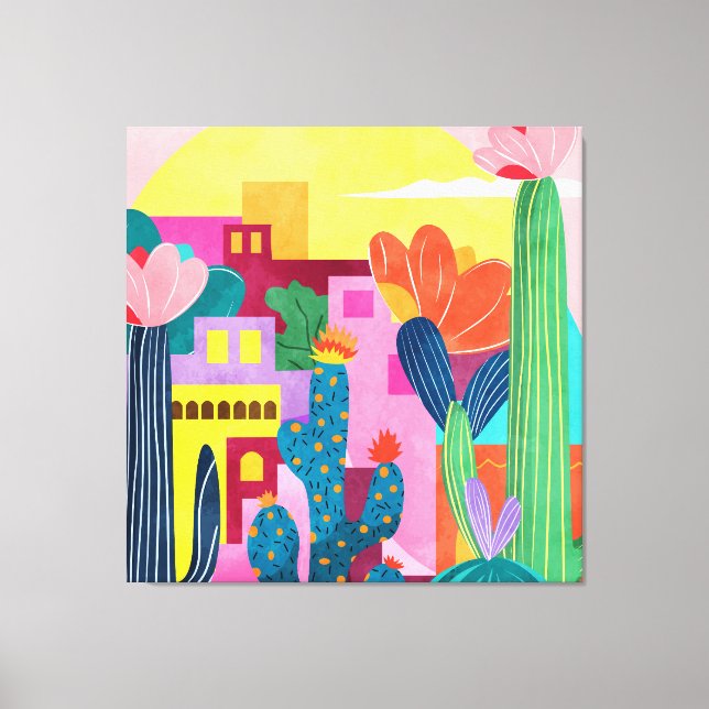 Cactus Town Canvas Print (Front)