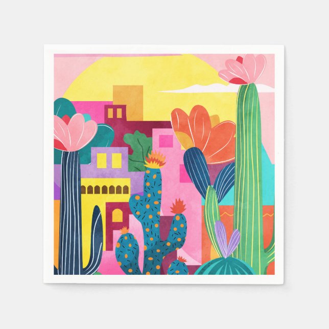 Cactus Town Napkin (Front)