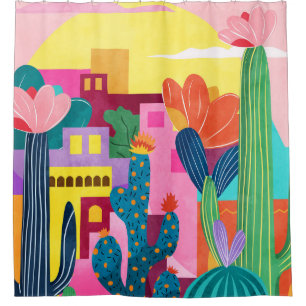 Cactus Town Shower Curtain
