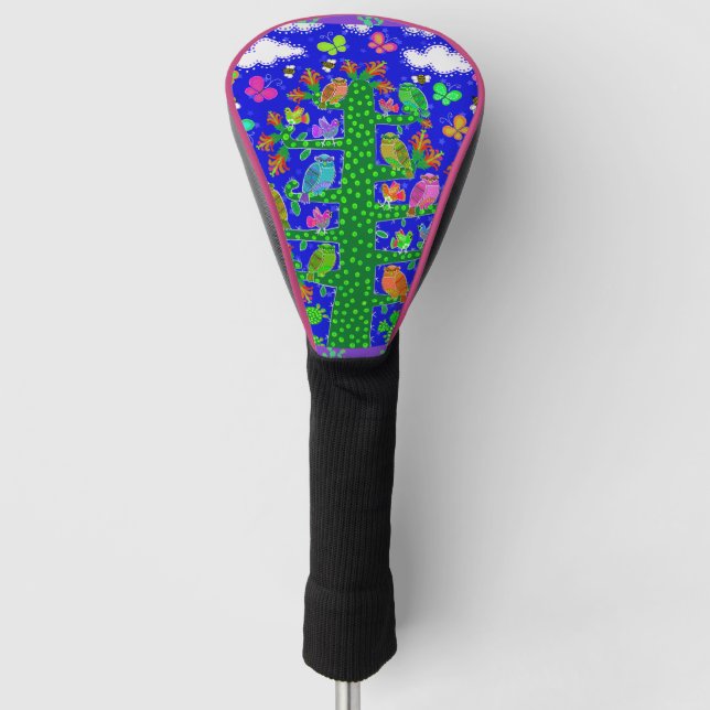 Cactus Tree of Life with Owls and Birds Golf Head Cover (Front)